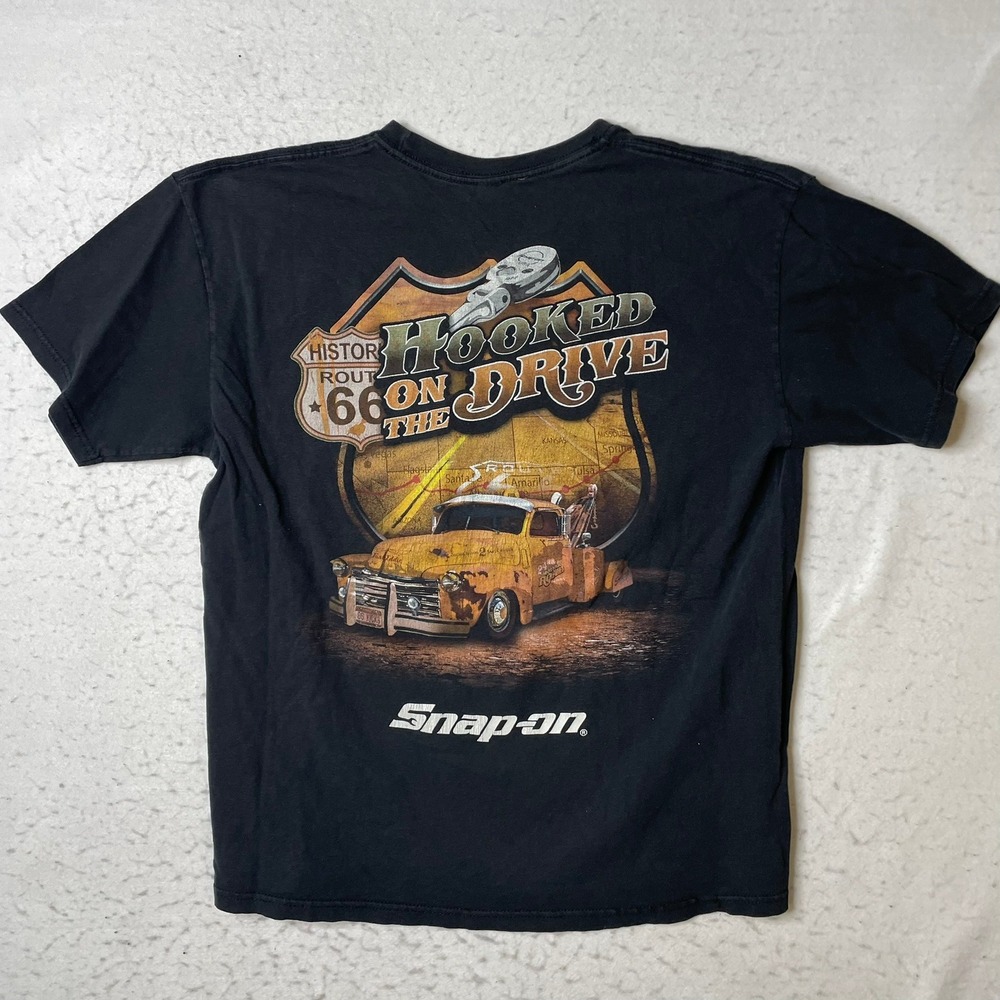 Snap-on Graphic T-Shirt‎ Mens XL Black Route 66 Hooked On The Drive Truck